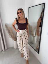 Load image into Gallery viewer, LARA CREAM AND BROWN POLKA DOT BALLOON TROUSERS