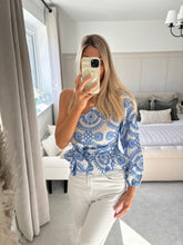 Load image into Gallery viewer, LARA BLUE BRODERIE ONE SHOULDER TOP
