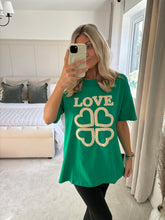 Load image into Gallery viewer, LOVE OVERSIZED GREEN T SHIRT