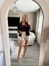 Load image into Gallery viewer, SASHA BEIGE LACE TRIM TAILORED SHORTS