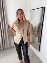 Load image into Gallery viewer, ELLA BEIGE FINE KNIT RUFFLE WAISTCOAT
