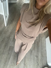 Load image into Gallery viewer, BELLA TAUPE ASYMMETRIC TOP &amp; WIDE LEG TROUSER COORD