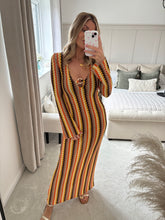 Load image into Gallery viewer, MISSI BROWN STRIPE MAXI DRESS