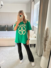 Load image into Gallery viewer, LOVE OVERSIZED GREEN T SHIRT