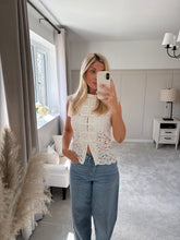 Load image into Gallery viewer, LACEY WHITE LACE MANDARIN BLOUSE
