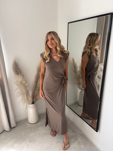 OPAL TAUPE WRAP T SHIRT DRESS