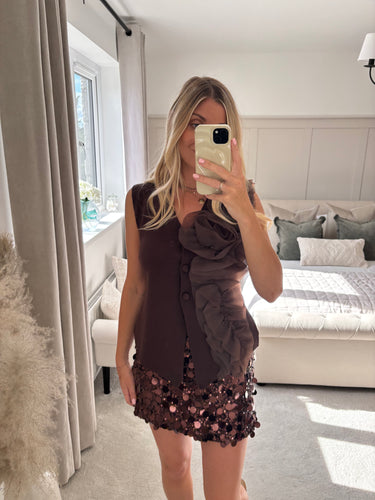 ELLA BROWN FINE KNIT RUFFLE WAISTCOAT