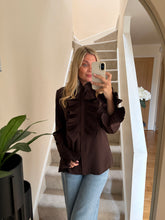 Load image into Gallery viewer, CLARA BROWN RUFFLE BLOUSE