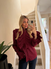Load image into Gallery viewer, CLARA BURGUNDY RUFFLE BLOUSE