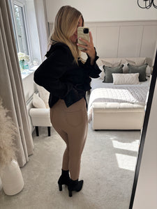 ANYA BEIGE LEATHER LOOK JEGGINGS