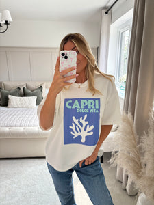 CAPRI PRINTED WHITE T SHIRT