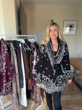 Load image into Gallery viewer, ANGEL BLACK PAISLEY PRINT BELTED CARDIGAN