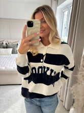 Load image into Gallery viewer, BROOKLYN NAVY KNIT STRIPE COLLAR JUMPER