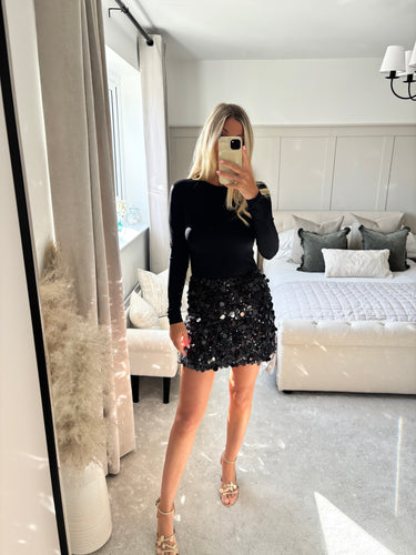 TAYLOR BLACK SEQUIN MINI SKIRT
