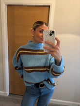 Load image into Gallery viewer, HALLIE BLUE YELLOW BROWN STRIPE KNIT JUMPER