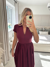 Load image into Gallery viewer, MAISIE BURGUNDY ZIP FRONT T SHIRT DRESS