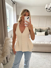 Load image into Gallery viewer, DAISY PEPLUM HEM HALTER NECK WAISTCOAT