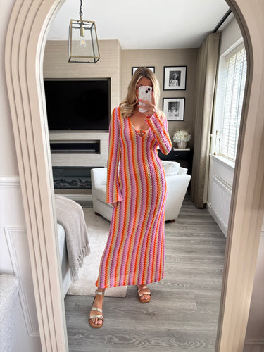 MISSI PINK ZIG ZAG MAXI DRESS