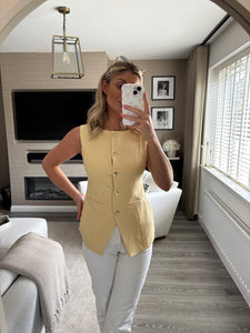 AMELIE LEMON GOLDEN BUTTON WAISTCOAT
