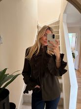 Load image into Gallery viewer, CLARA KHAKI RUFFLE BLOUSE