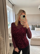 Load image into Gallery viewer, LUCY BURGUNDY SHEER SWEETHEART SEQUIN TOP