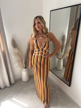 Load image into Gallery viewer, LEXI ORANGE ZIG ZAG HALTER MAXI DRESS