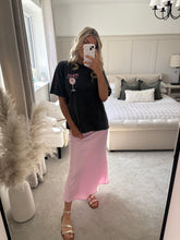 Load image into Gallery viewer, LUCY PINK SATIN MIDI SKIRT
