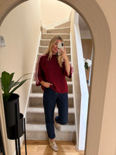 Load image into Gallery viewer, REMI BURGUNDY SIDE STRIPE KNIT TOP
