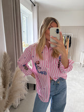 Load image into Gallery viewer, MARLYN PINK EMBROIDERED STRIPE SHIRT