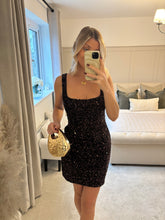 Load image into Gallery viewer, HANNAH BROWN LACE BACK SEQUIN MINI DRESS