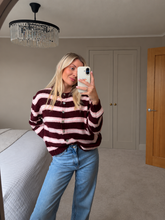Load image into Gallery viewer, SISI BURGUNDY STRIPE CARDIGAN