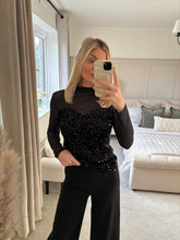 Load image into Gallery viewer, LUCY BLACK SHEER SWEETHEART SEQUIN TOP