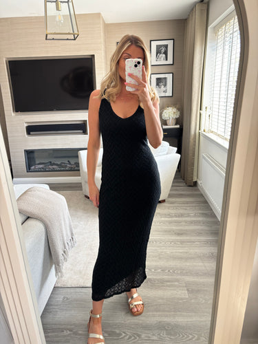 JESS BLACK LACE LINED SLEEVELESS MIDI DRESS