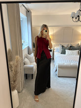 Load image into Gallery viewer, LUCY BLACK SATIN MAXI SKIRT