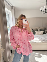 Load image into Gallery viewer, BOW PINK MUSLIN LONG SLEEVE SHIRT