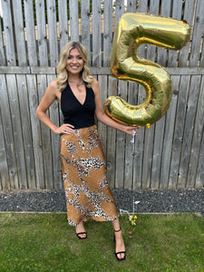 ELLIE ANIMAL PRINT SATIN SKIRT