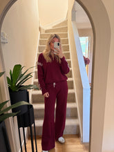 Load image into Gallery viewer, YASMIN BURGUNDY STITCH DETAIL LOUNGEWEAR SET