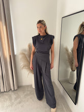 Load image into Gallery viewer, BELLA GRAPHITE ASYMMETRIC TOP &amp; WIDE LEG TROUSER COORD