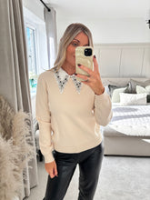 Load image into Gallery viewer, CALLY EMBELLISHED COLLAR CREAM KNIT JUMPER
