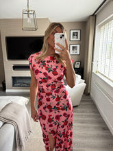 Load image into Gallery viewer, MARNIE ROSE PRINT SATIN MIDI DRESS