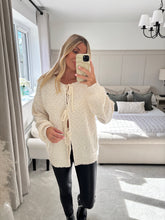 Load image into Gallery viewer, EVA BEIGE BOUCLE TIE FRONT CARDIGAN