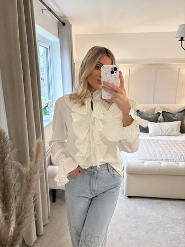CLARA WHITE RUFFLE BLOUSE