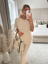 Load image into Gallery viewer, SAMMY BEIGE SHORT SLEEVE PLISSE CO-ORD SET