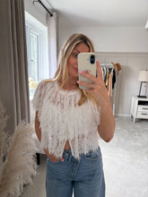 Load image into Gallery viewer, ESTHER WHITE LACE TIERED TOP