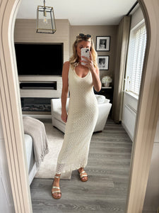 JESS CREAM LACE LINED SLEEVELESS MIDI DRESS
