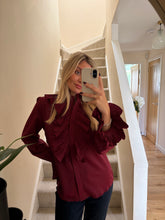 Load image into Gallery viewer, CLARA BURGUNDY RUFFLE BLOUSE