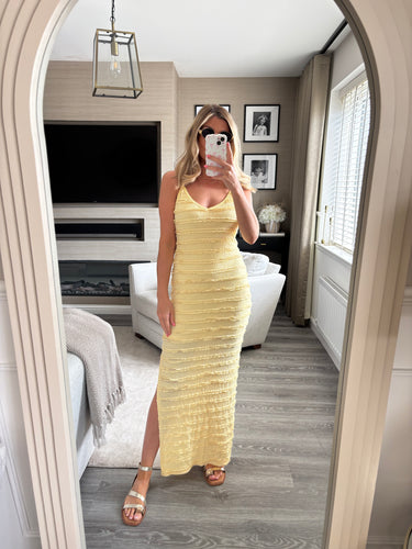 AILSA YELLOW STRAPPY CAMI TEXTURED DRESS