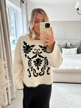 Load image into Gallery viewer, VANESSA CREAM BLACK EMBROIDERED KNIT JUMPER