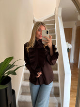Load image into Gallery viewer, CLARA BROWN RUFFLE BLOUSE