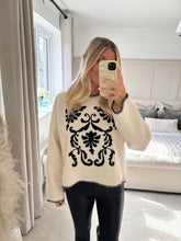 Load image into Gallery viewer, VANESSA CREAM BLACK EMBROIDERED KNIT JUMPER